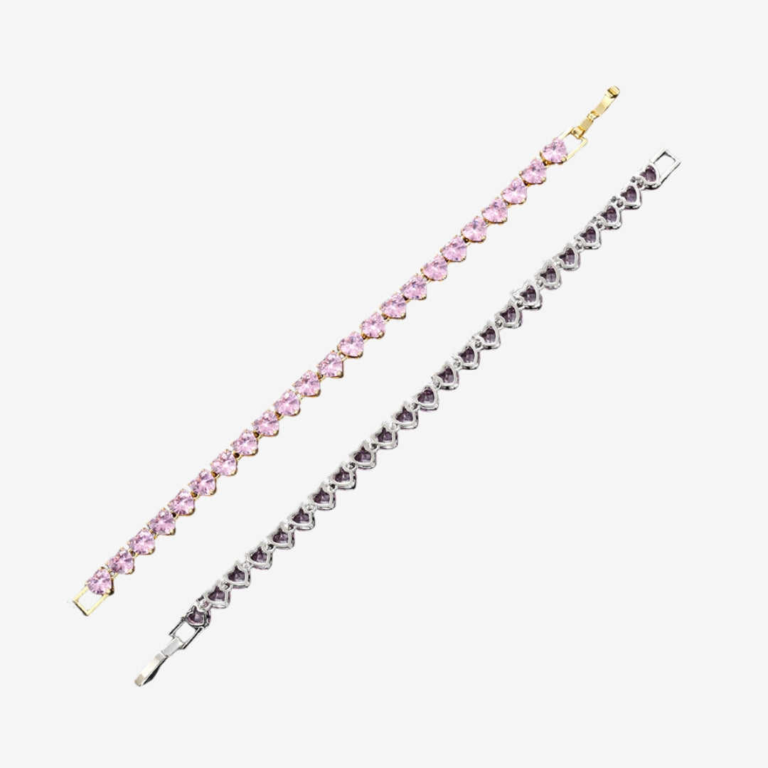 Tennis Bracelet with Rose Heart