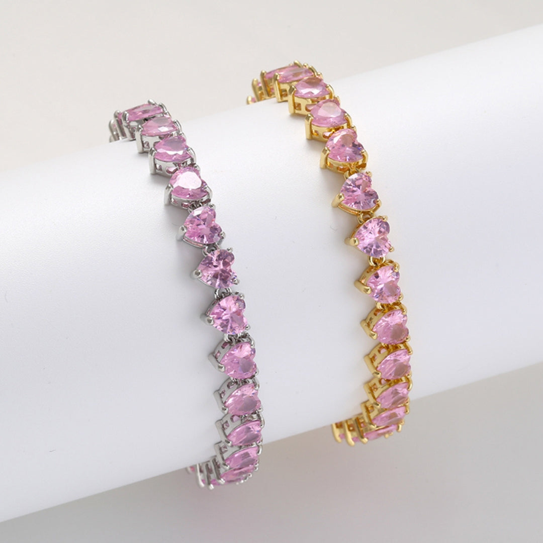 Tennis Bracelet with Rose Heart