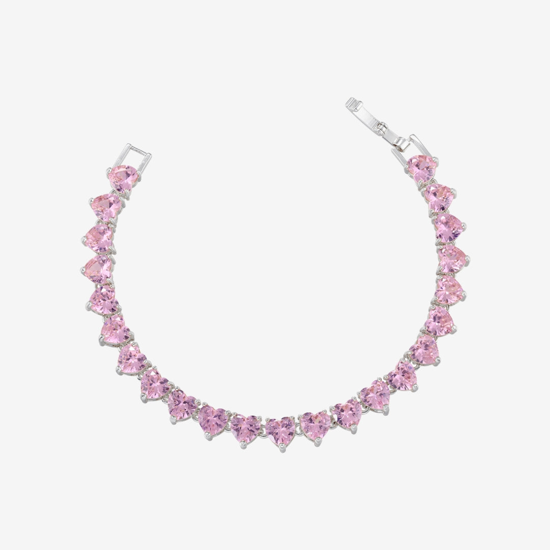 Tennis Bracelet with Rose Heart