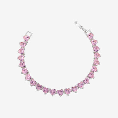 Tennis Bracelet with Rose Heart